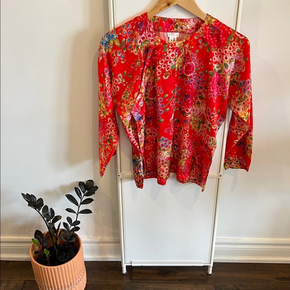 Comme des Garçons Tops - Comme des Garçons Red Satin Floral Blouse